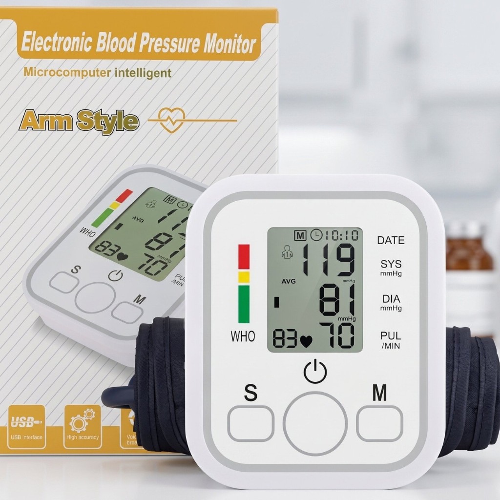 12 Title: Digital Blood Pressure Monitor | Upper Arm Automatic BP Machine with Large LCD Display, Memory Storage & Voice Function - Image 1