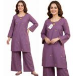 Mauve Blossom Lawn Kurti & Farshi Shalwar Set – 2 Piece Casual - MEEM