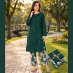 UnStitched Bonanza Lawn 2 PC – Elegant Summer Collection – Embroidered Chikankari Shirt – Embroidered Sleeves – Printed Trouser