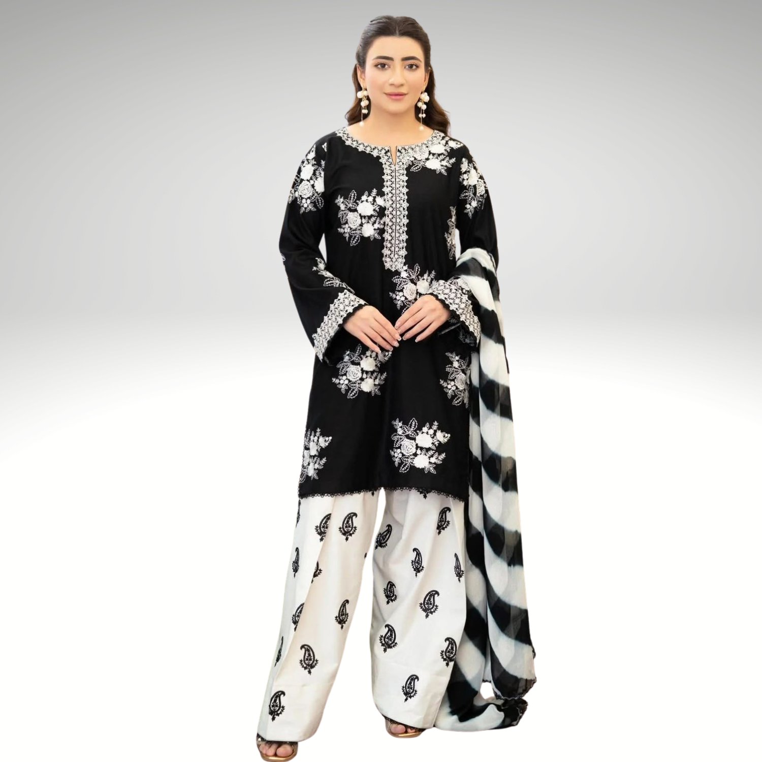 tawakul suit Unstitched 3PC Embroidered Lawn Suit - Premium Air Jet Summer Collection - Image 1