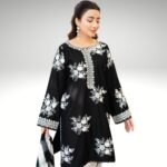 Unstitched 3PC Embroidered Lawn Suit - Premium Air Jet Summer Collection - Image 2
