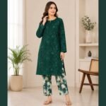 UnStitched Bonanza Lawn 2 PC – Elegant Summer Collection – Embroidered Chikankari Shirt – Embroidered Sleeves – Printed Trouser - Image 3