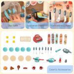 50 Pcs Kids Kitchen Play Set Fast Food Trolley Cart Pretend Playset Toys With Play Food Cashier Register Accessories Gift For Boys Girls Age 3-6 - Image 5