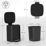 12L Modern Boxy Metal Home Kitchen Bin - Black - Image 4
