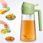 2-in-1 Glass Oil Spray Bottle & Dispenser with Pouring Spout | 450ml Kitchen Oil Mister for Air Fryer, BBQ, Salad & Cooking
