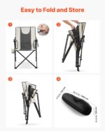 Folding Camping Chair, 3 Reclining Positions, Outdoor High Back Camping Chair, 260lbs Weight Capacity, Full Padded Beach Chairs With Armrest & Headrest, Portable Lawn Chairs For Sports Travel - Image 5