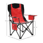 Set Of 2 Folding Camping Chairs, Padded Camping Chairs With Adjustable Armrests - Image 5