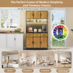 100x40x180cm, Kitchen Tall Cabinet, Pantry, Buffet Cupboard With LED App Controlled, Drawers, Adjustable Shelves, And Charging Station,  For Kitchens And Dining Rooms - Image 3
