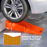 DURHAND 2 PCs Car Ramps Heavy Duty 2.5 Ton Motorhome Levelling Ramps, Plastic Garage Workshop Car Lift, Portable Automotive Vehicle Campervan Car Ramp, Orange - Image 3