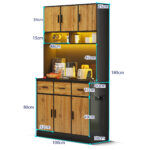 100x40x180cm, Kitchen Tall Cabinet, Pantry, Buffet Cupboard With LED App Controlled, Drawers, Adjustable Shelves, And Charging Station,  For Kitchens And Dining Rooms - Image 5