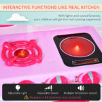 38 Pcs Kids Children Kitchen Play Set W/ Realistic Sounds Lights Food Utensils Pots Pans Appliances Toy Game Pink - Image 2