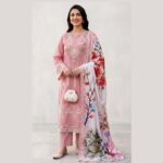 UNSTICHED 3 PCS LAWN SUIT FULL HEAVY EMBROIDERD