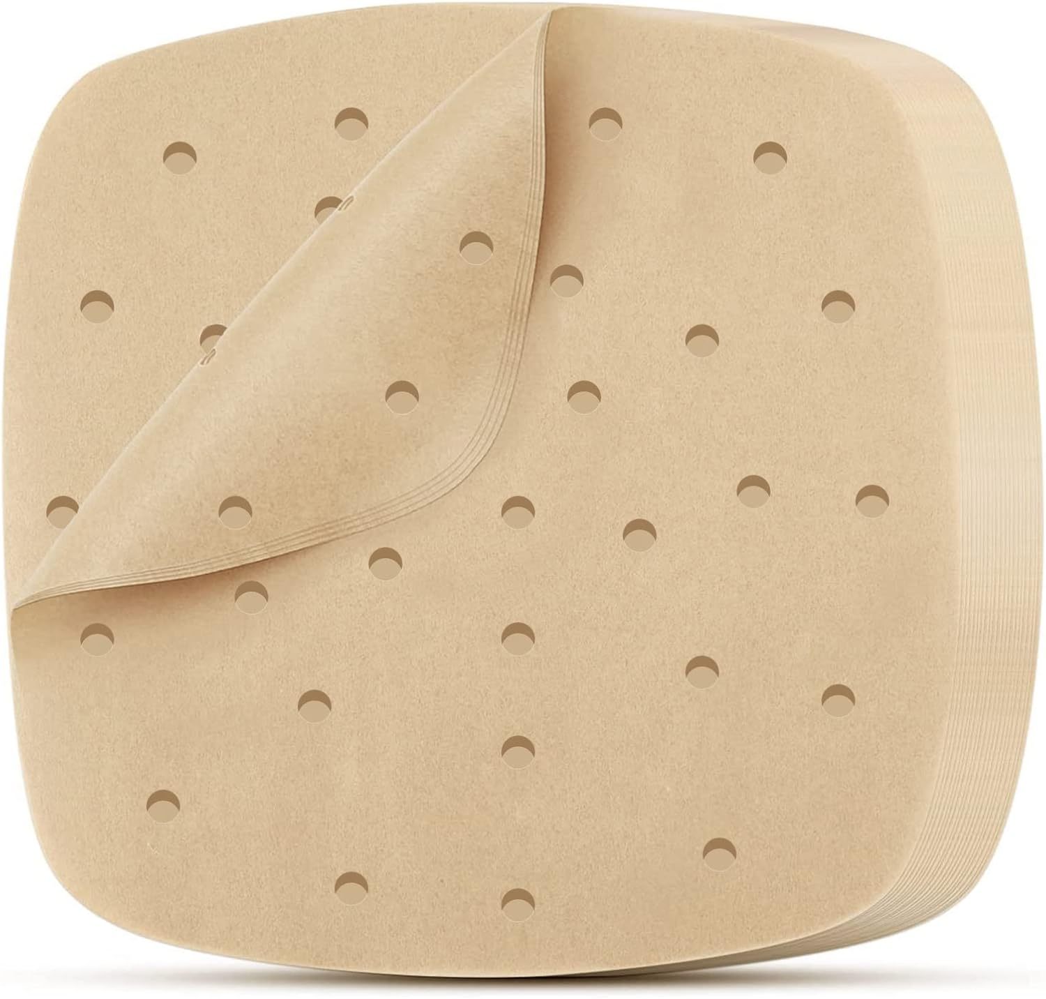 45dadfd4-9355-45ba-b687-19d834c9569e.jpg Air Fryer Paper Liners Square Disposable - 9in-23cm 100Pcs Air Fryer Parchment, Unbleached Perforated - Image 1