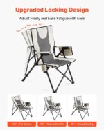 Folding Camping Chair, 3 Reclining Positions, Outdoor High Back Camping Chair, 260lbs Weight Capacity, Full Padded Beach Chairs With Armrest & Headrest, Portable Lawn Chairs For Sports Travel - Image 2