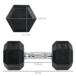 2x10kg Hex Dumbbells Set Rubber Dumbbells Weight Lifting Equipment Fitness Home Gym - Image 5