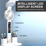 4-Head LED Desk Reading Lamp With Fan Clock Dimmable Rechargeable Touch Light - Image 10