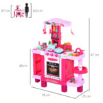 38 Pcs Kids Children Kitchen Play Set W/ Realistic Sounds Lights Food Utensils Pots Pans Appliances Toy Game Pink - Image 3