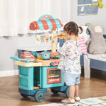 50 Pcs Kids Kitchen Play Set Fast Food Trolley Cart Pretend Playset Toys With Play Food Cashier Register Accessories Gift For Boys Girls Age 3-6 - Image 2
