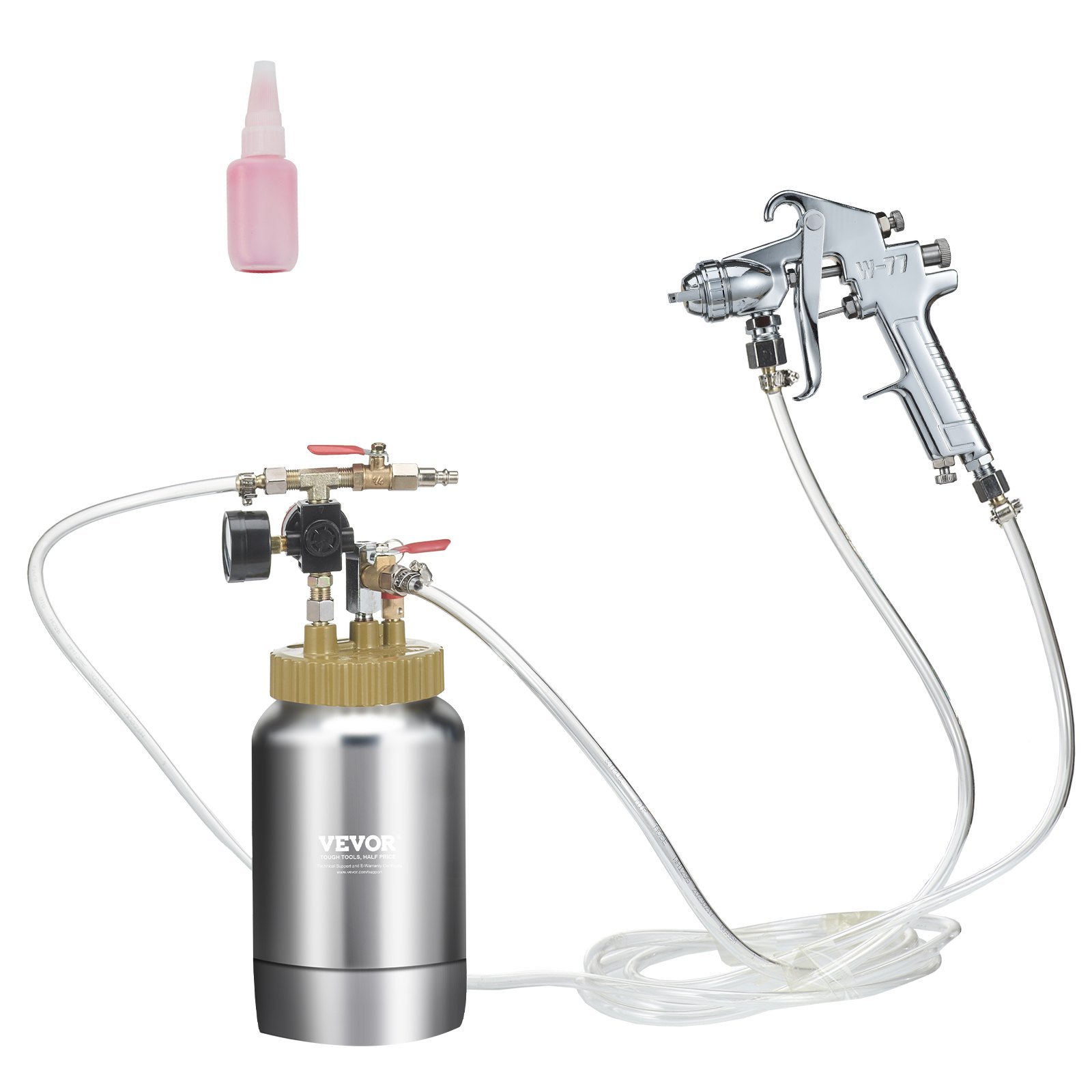 76319888-f066-4911-aa43-d66c28a6d200.jpg Spray Paint Pressure Pot Tank, 2L/0.5gal Lightweight Air Paint Pressure Pot, 1.8mm Nozzle Spray Paint Gun 3m Hoses For Home Decoration Architecture Construction Automotive Painting, 45PSI Max - Image 1