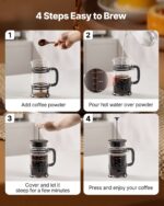 1 Liter Borosilicate Glass Coffee Press Tea Maker With Stainless Steel Filter - Image 2