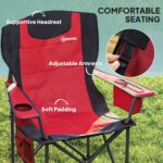Set Of 2 Folding Camping Chairs, Padded Camping Chairs With Adjustable Armrests - Image 3