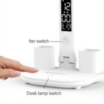 4-Head LED Desk Reading Lamp With Fan Clock Dimmable Rechargeable Touch Light - Image 8