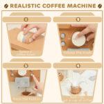 Kids Wooden Coffee Machine Toy, Pretend Play Kitchen Accessories Gift For Boys And Girls Ages 3+ - Image 3