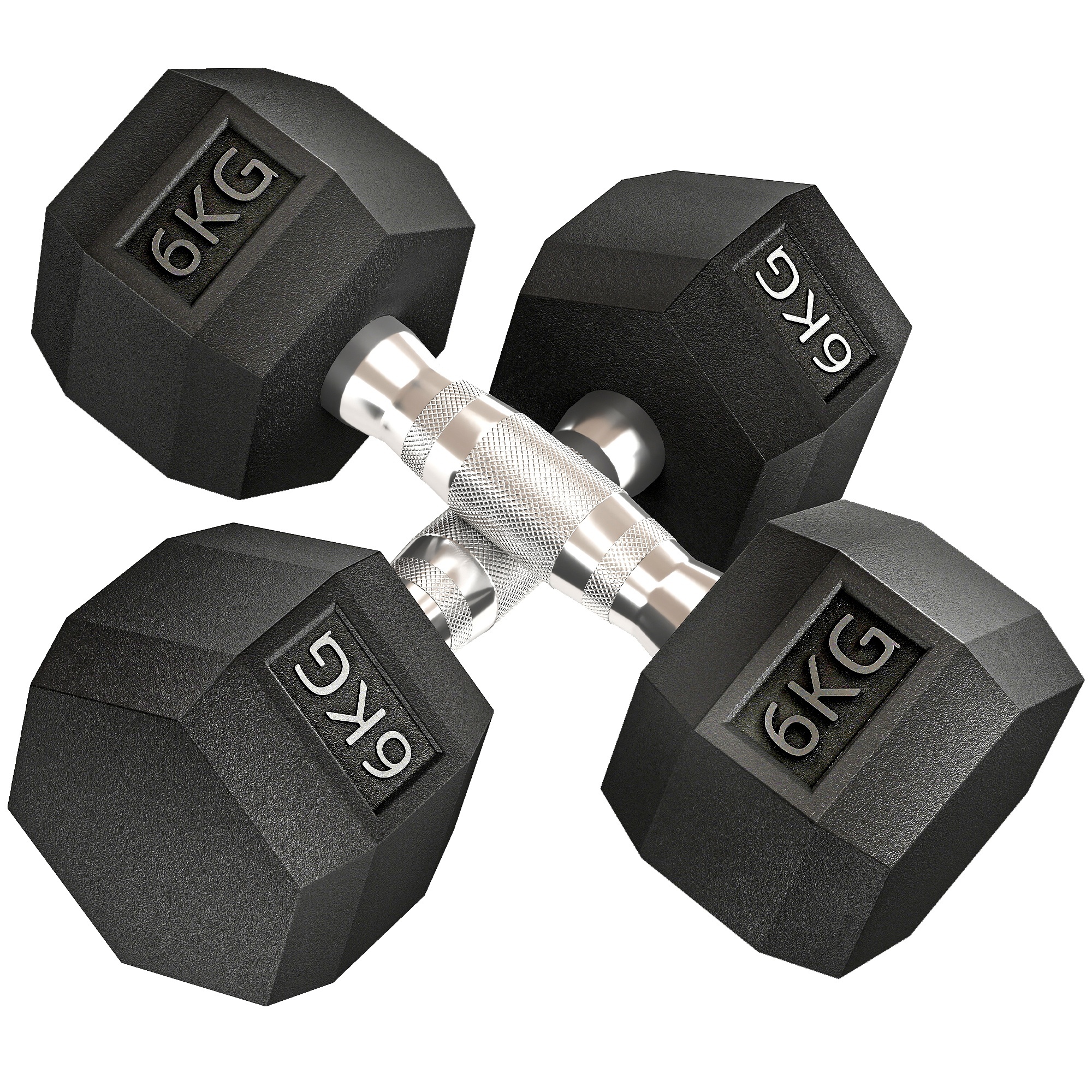 b09da263-481f-4682-92ea-0c197c91e35d.jpg 2x6kg Hex Dumbbells Set Rubber Dumbbells Weight Lifting Equipment Fitness Home Gym - Image 1