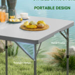 34/74cm Folding Camping Table, With Handle - Grey - Image 3
