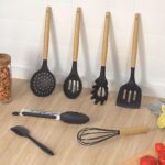 14-Piece Silicone Kitchen Utensils Set Non-stick Cooking Spoon And Baking Tools---Black - Image 4