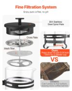 1 Liter Borosilicate Glass Coffee Press Tea Maker With Stainless Steel Filter - Image 4