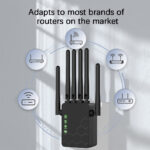 300Mbps WiFi Repeater, 2.4GHz Or 5GHz&2.4GHz, 6 Antenna Wireless Amplifier, AP Modes And Repeater Mode Extender Booster, WiFi5, White - Image 2