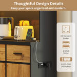 100x40x180cm, Kitchen Tall Cabinet, Pantry, Buffet Cupboard With LED App Controlled, Drawers, Adjustable Shelves, And Charging Station,  For Kitchens And Dining Rooms - Image 2