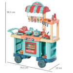 50 Pcs Kids Kitchen Play Set Fast Food Trolley Cart Pretend Playset Toys With Play Food Cashier Register Accessories Gift For Boys Girls Age 3-6 - Image 3