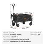 Collapsible Folding Wagon, 0.057 M Beach Wagon Cart With All-Terrain 12.7 Cm Wheels, Heavy Duty Folding Wagon Cart 99.8 Kg Weight Capacity With Drink Holders, Sports Wagon For Camping, Shopping - Image 3