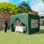 3 X 3m Pop-Up Gazebo Shelter, With Accessories - Dark Green - Image 2