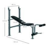 4-Levels Adjustable Weight Bench Fitness Equipment With Barbell Rack-Black - Image 3