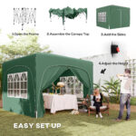 3 X 3m Pop-Up Gazebo Shelter, With Accessories - Dark Green - Image 5