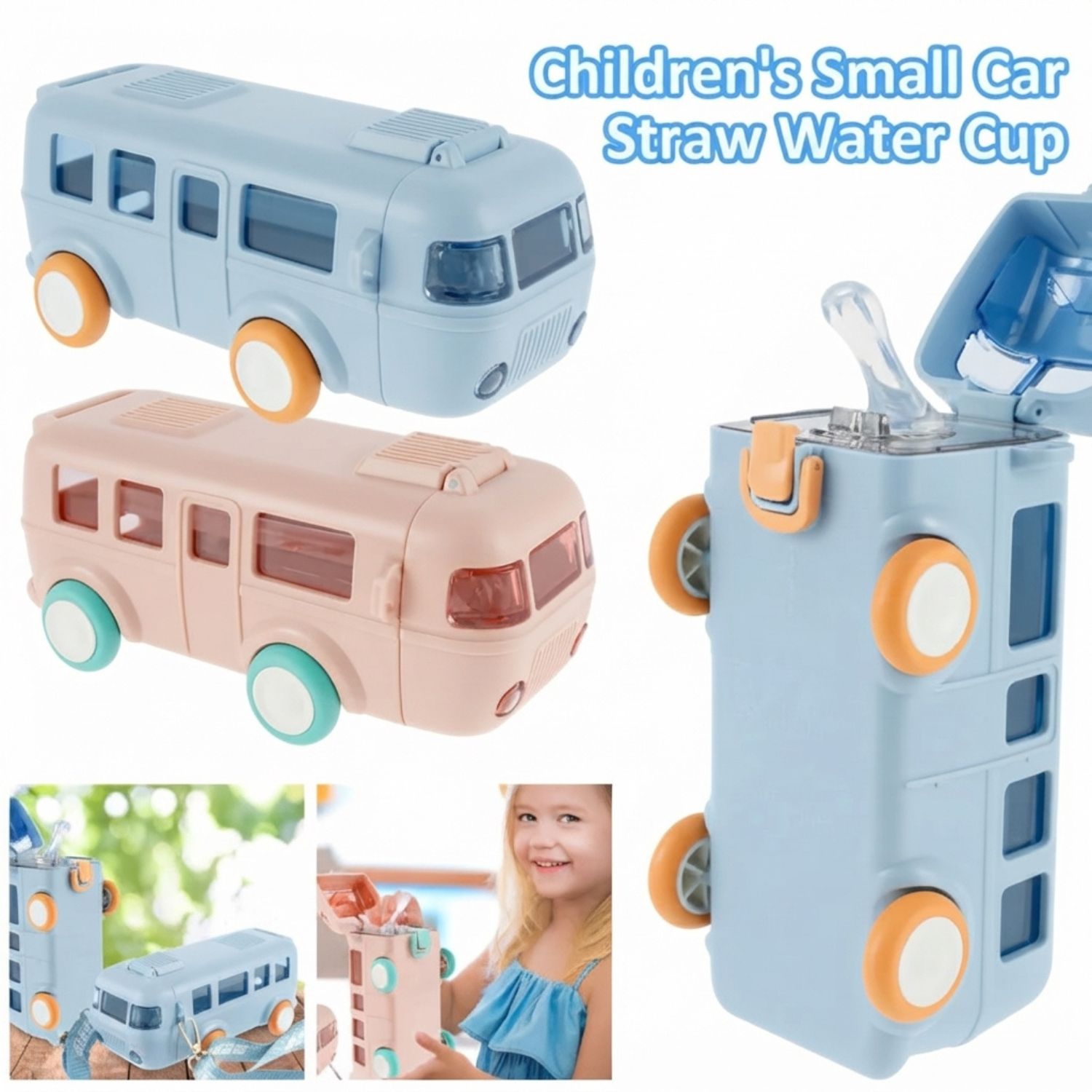 1 Bus Shape School Water Bottle 500ml - Image 1