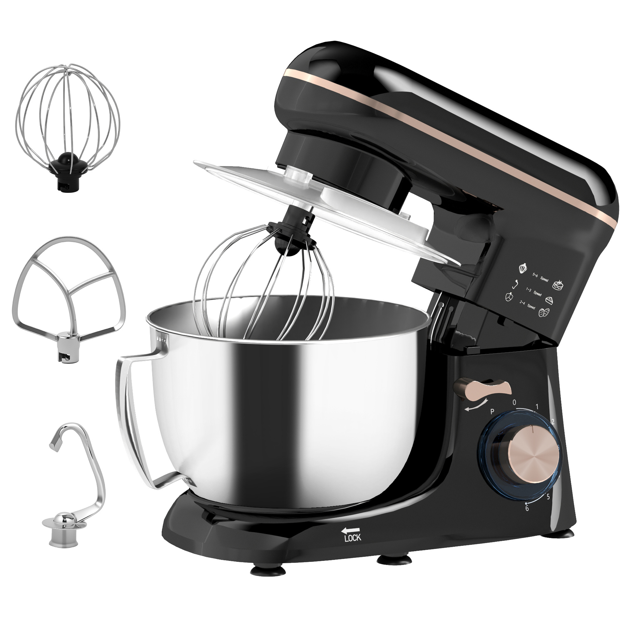 944d5a3c-f138-42b0-aa73-65e01551a854.jpg 1300W Kitchen Stand Mixer, With Accessories - Black - Image 1